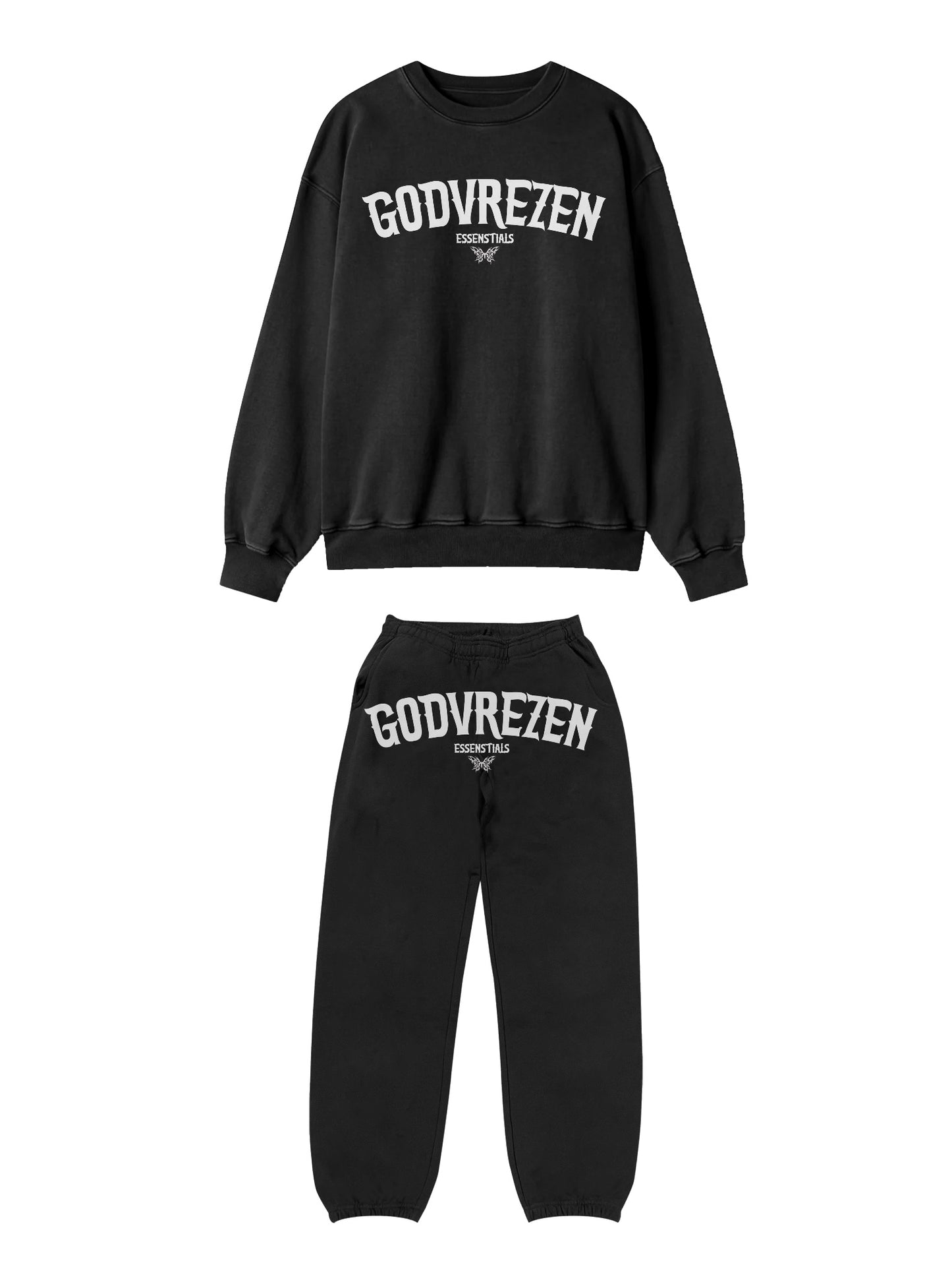 Black Essentials Crew Neck Set